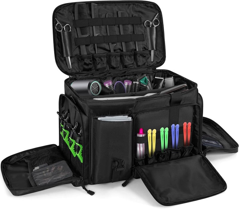 LASUK Barber Hairdresser Bag Supplies Bag with Adjustable Dividers, Barber Tools Storage Hair Clipper Case Organizer for Scissors Clippers Trimmers & Haircut Kits, Barber Travel Case - Image 1